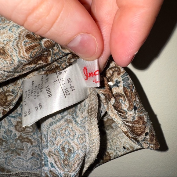 Women’s Vintage Y2K Brown Paisley Print Lace Trim Sparkle Cami Tank Top Size L - Picture 7 of 13